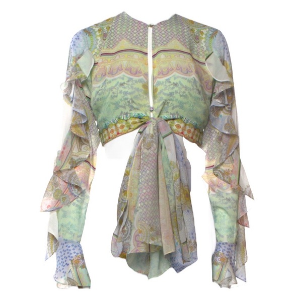 NWT Alexis Ferra Crop Tie Top in Rococco sz small - Picture 2 of 6